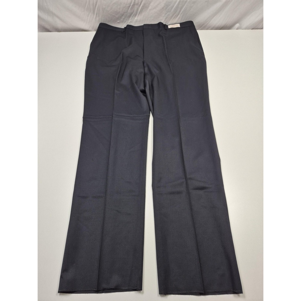 Asher Dress Pants Mens 44x36 Blue Wool Flat Front Straight Unhemmed NWT